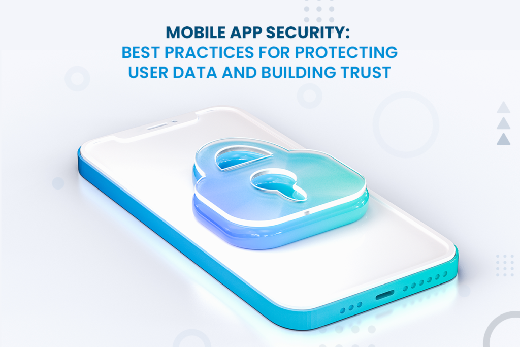 Illustration of a lock protecting a mobile app, symbolizing mobile app security and user data protection.