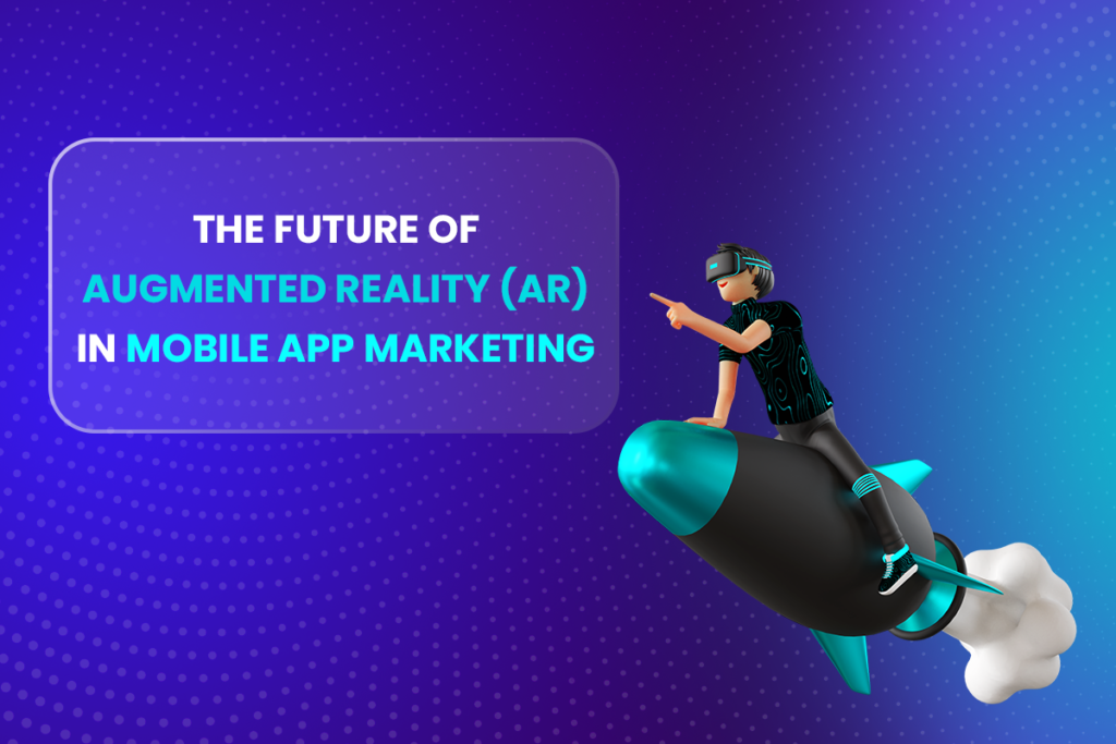 Illustration of a smartphone with augmented reality elements, representing the future of mobile app marketing.